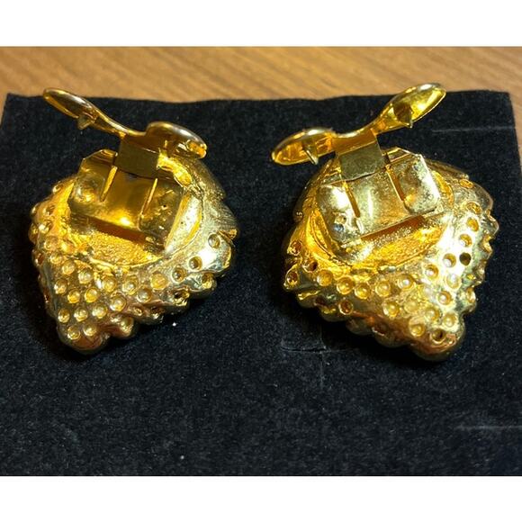 Vintage MUSI Gold Tone Faux Pearl Shoe Clips Leaf Design Statement Accessory - Picture 6 of 6